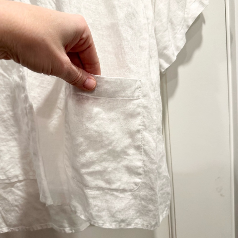PureJill‎ J. Jill Short Sleeve Relaxed Linen Blouse Lagenlook Womens Size Large - Picture 6 of 12